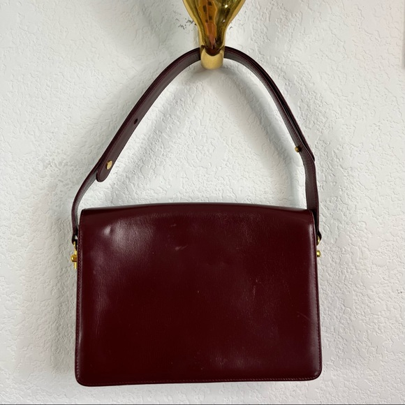 GUCCI VTG 70's Tigers Eye Locket Flap Handbag Tote - Picture 5 of 12